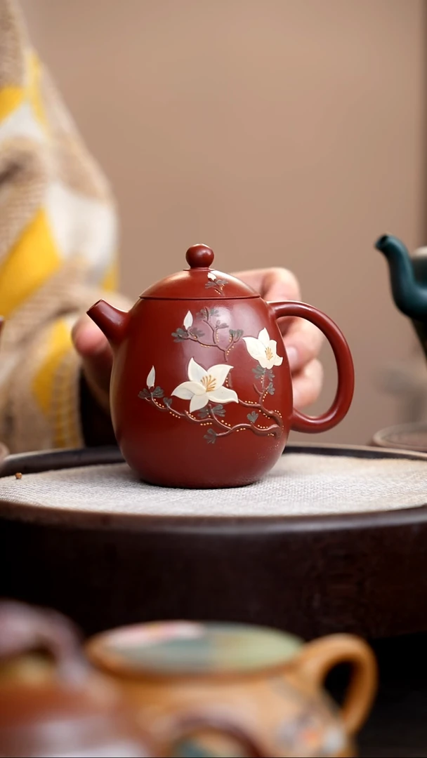 茶壶紫砂朱泥龙蛋泥玉兰005