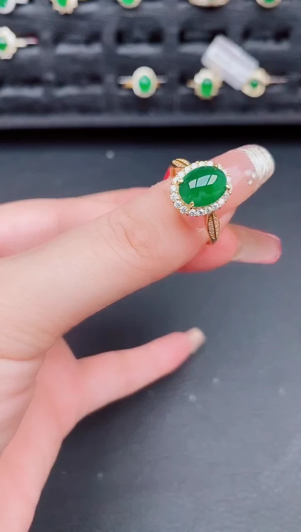 翡翠戒指银S925镶嵌天然a货翡翠433