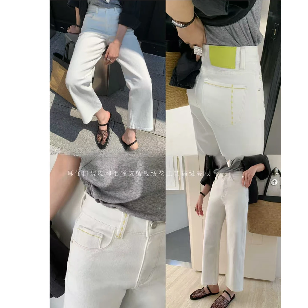 夏上新！天丝弹力薄面料时尚简约休闲通勤九分直筒牛仔裤女