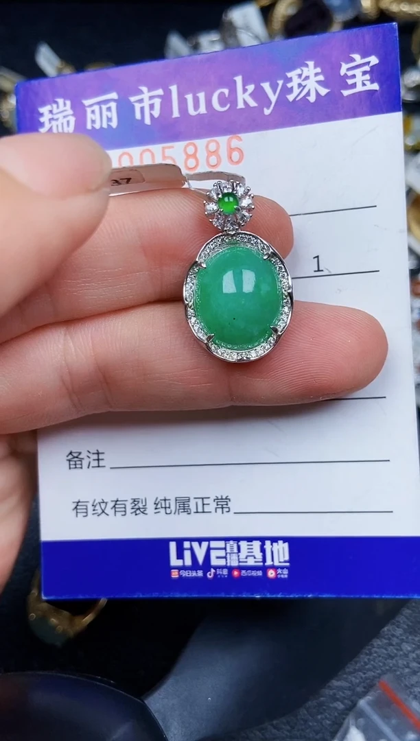 翡翠银S925镶嵌颈饰5886