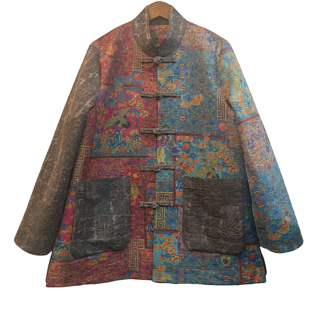 百家图油丝对襟上衣，百分百油丝，高定手工