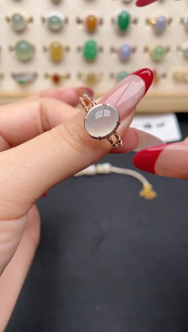【闪购商品】翡翠戒指银S925镶嵌一物一证一礼盒
