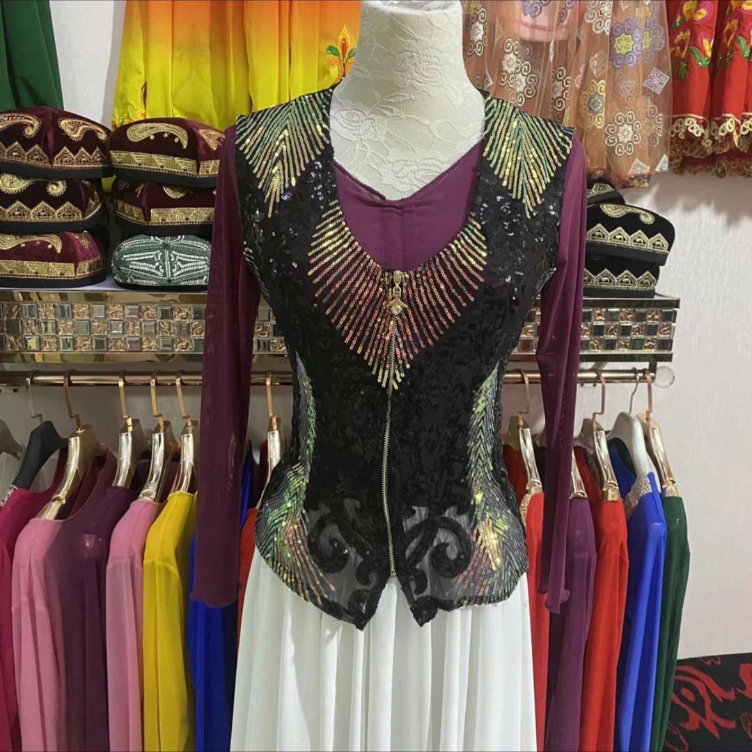 新疆民族特色爆款短板弹力亮片马甲