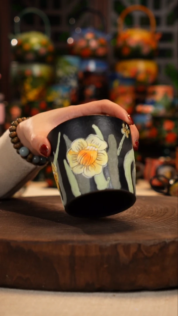 紫砂油画釉下彩手绘