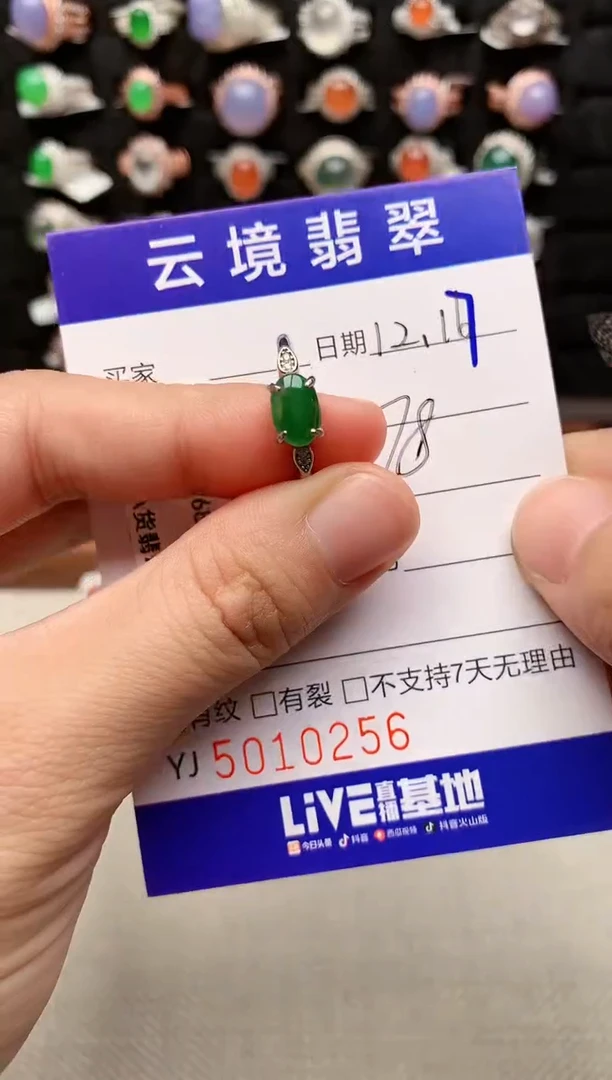 银S925镶嵌戒指翡翠0256