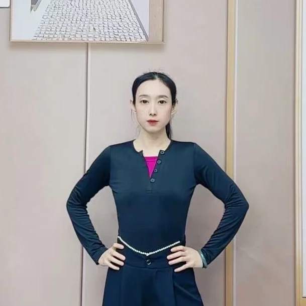 欢舞阁气质女士圆领摩登双人舞A0668吉特巴广场舞时尚长袖舞衣