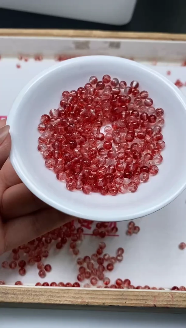 水晶珠宝半成品未镶嵌B1655 红幽灵4mm30个12元