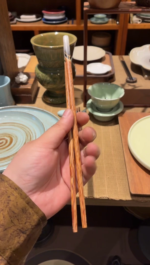 瓷片手工椰子木筷子（拍1发2）