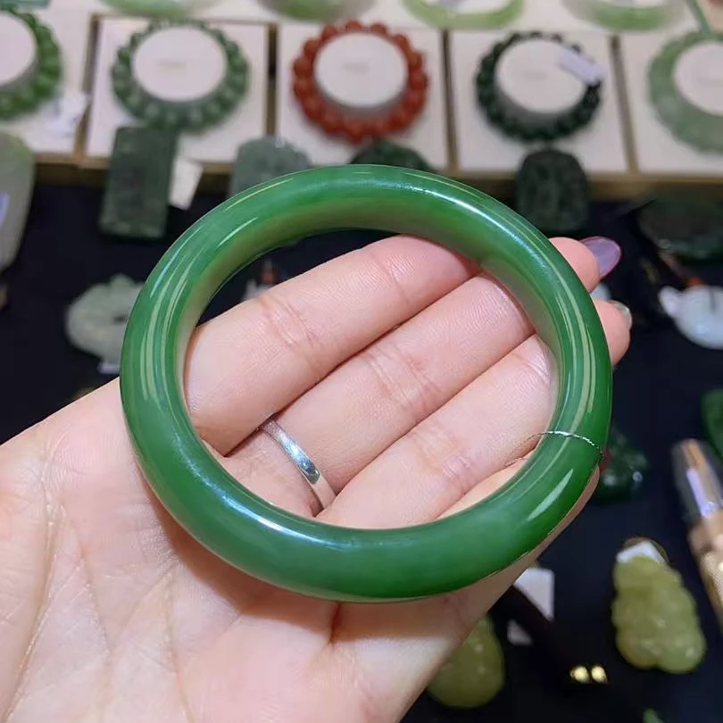 和田玉高品粉绿手镯57/58