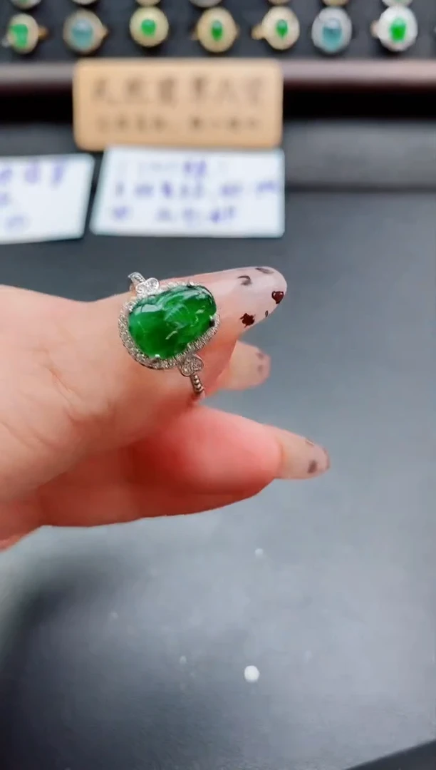 银S925镶嵌戒指翡翠1