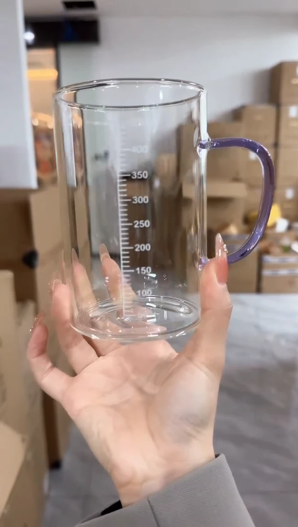 【闪购商品】@@玻璃刻度杯浅紫色