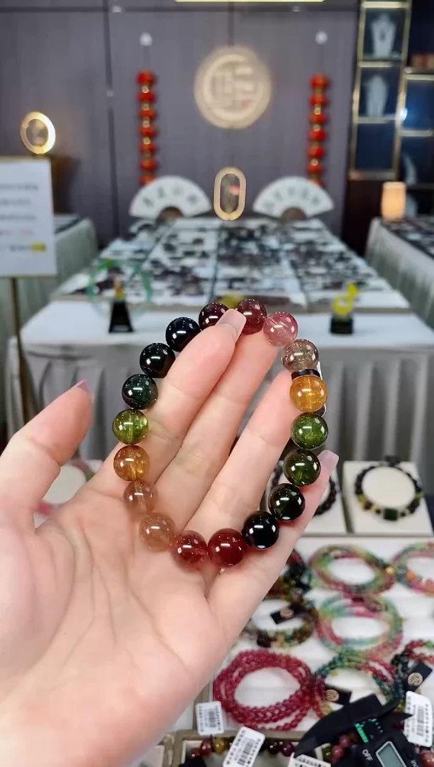 未镶嵌收藏级老矿碧玺单圈手串11mm+碧玺hon多样性发货一条