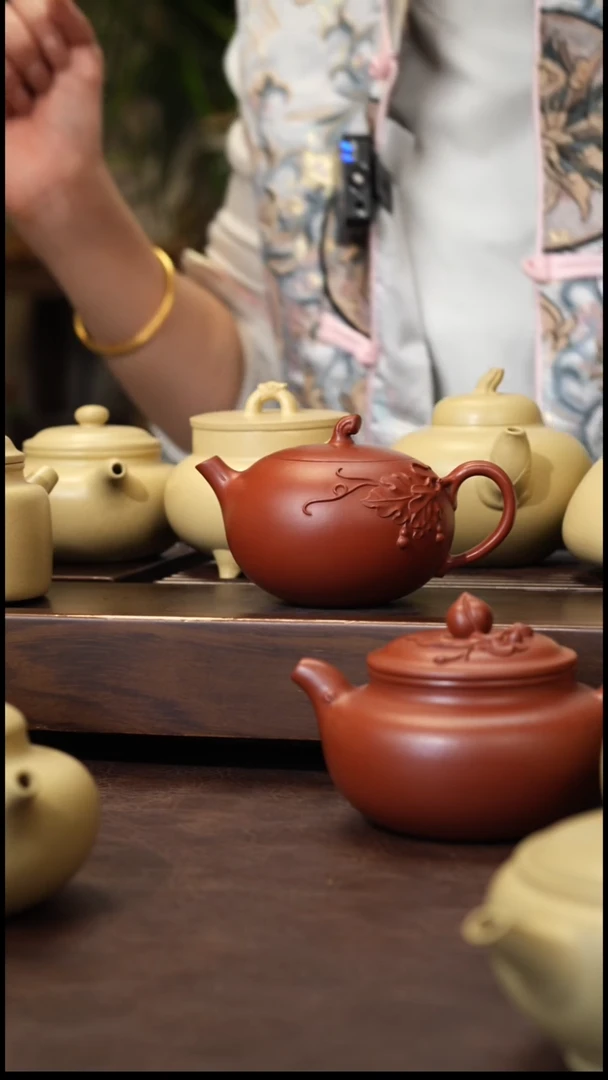 茶壶紫砂朱泥泥绘一粒珠170cc左右