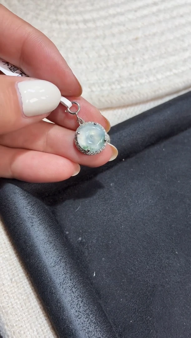 吊坠(不含链)银S925镶嵌翡翠吊坠