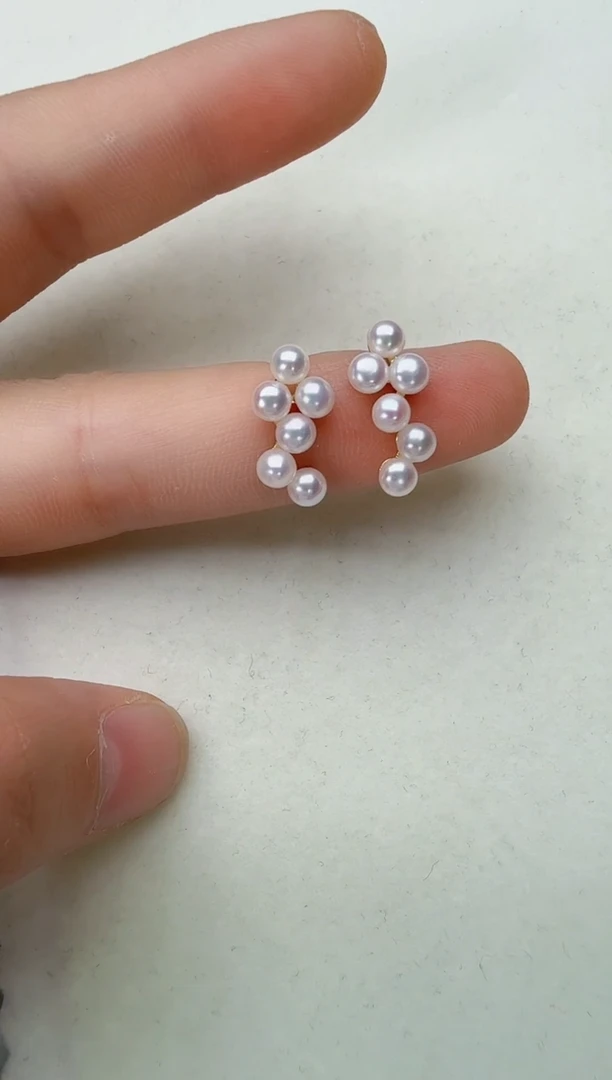 合金淡水珍珠耳饰葡萄