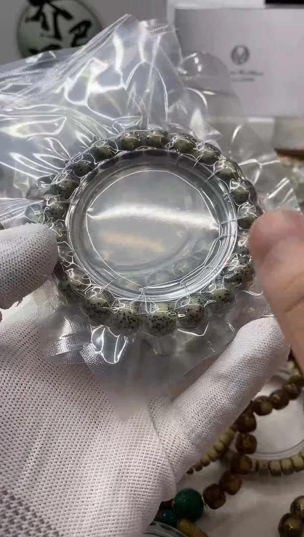 手串星月菩提129-糯冰 原生态石玉料11*10mm