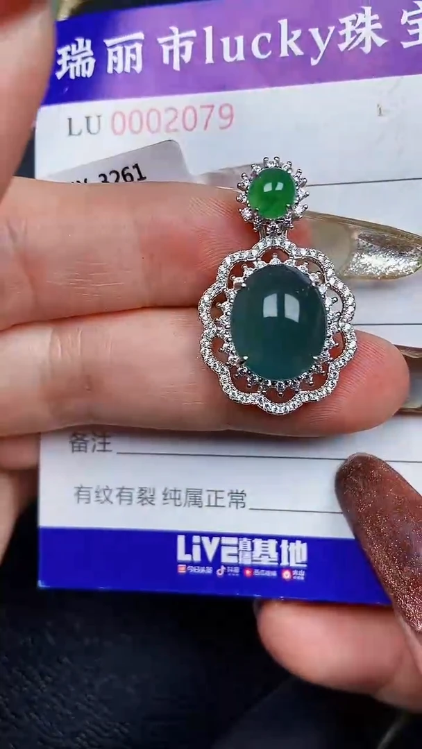 颈饰银S925镶嵌翡翠2079