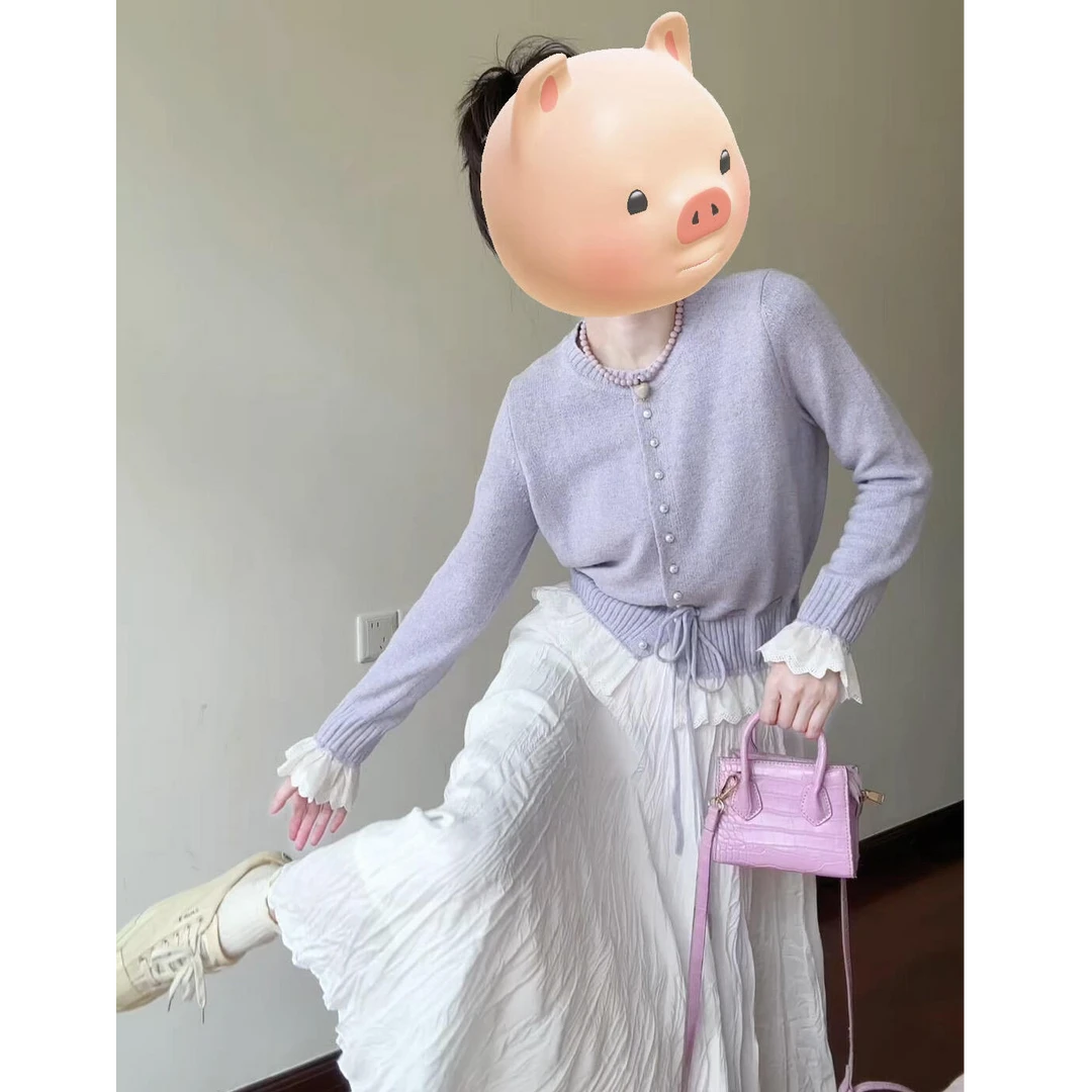 2025早秋一整套时尚甜美减龄宽松洋气短款开衫半身裙两件套