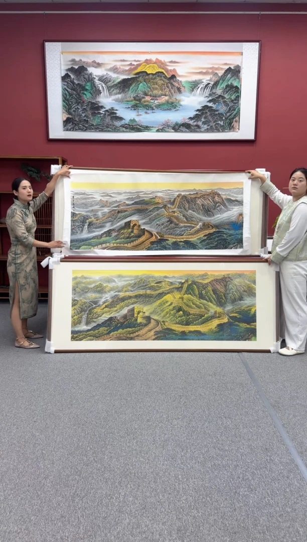 国画手绘 万里长城  219*88