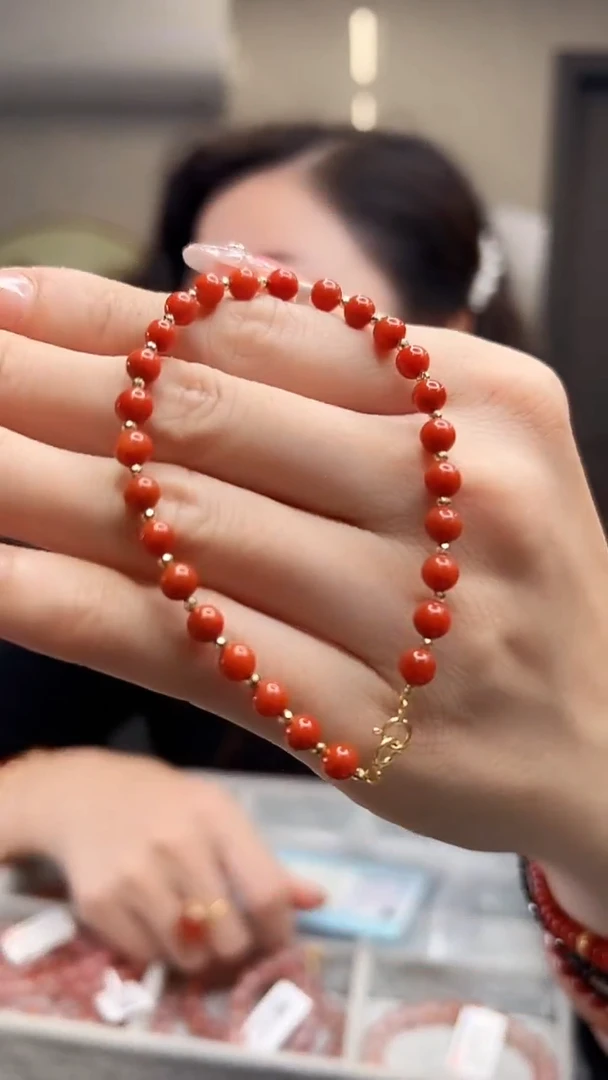 【闪购商品】南红玛瑙手链未镶嵌/18K金设计款/4mm