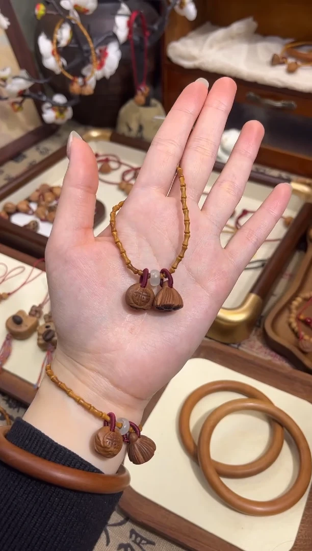 手串桃核【桃缘行】竹节「福气莲莲」桃木桃核辟、挡、驱、护 备注手围