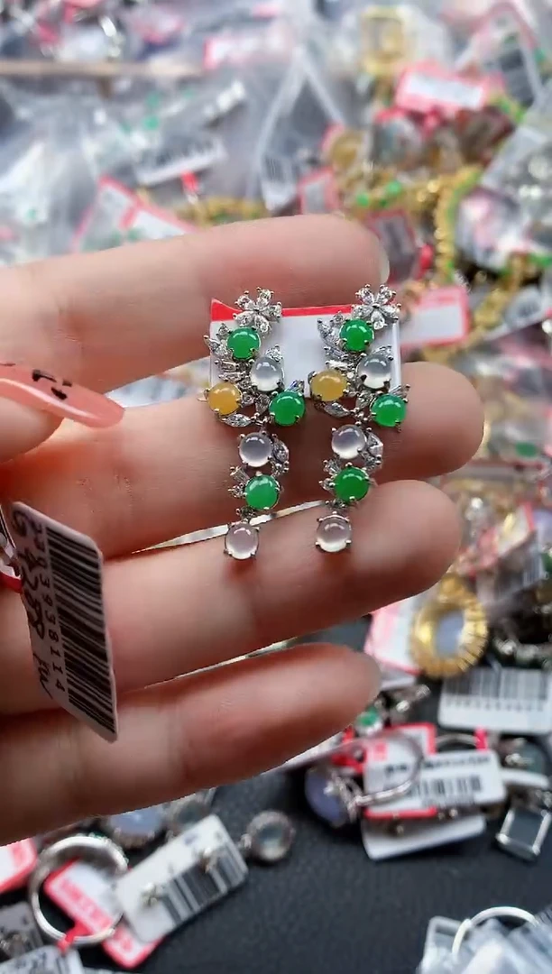 银S925镶嵌戒指翡翠天然A货缅甸翡翠