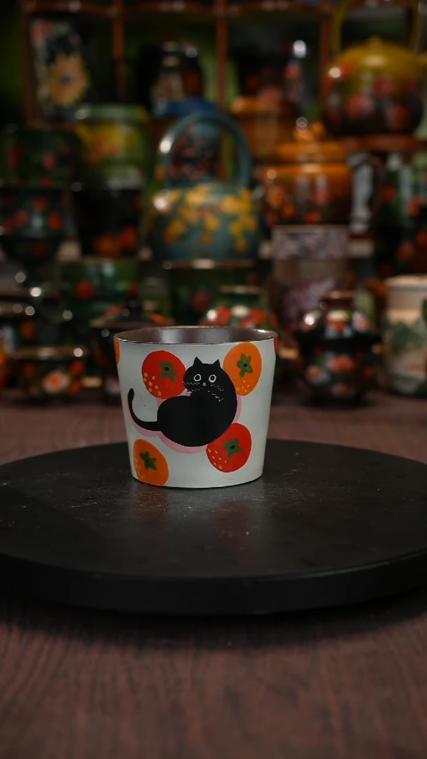 油画手绘釉下彩杯子