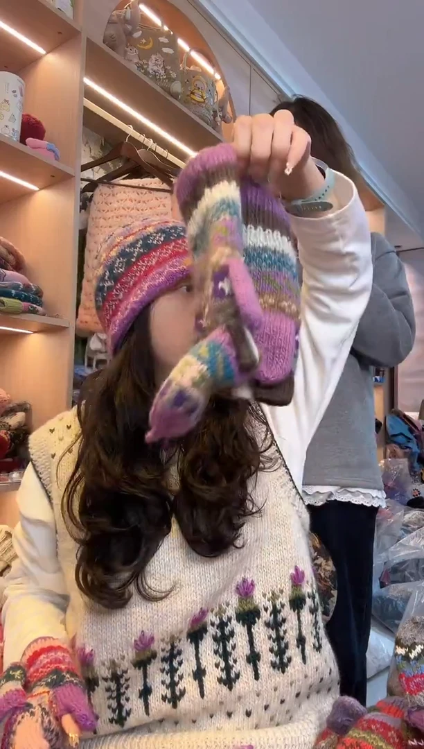 羊毛A百羊毛五指手套B524