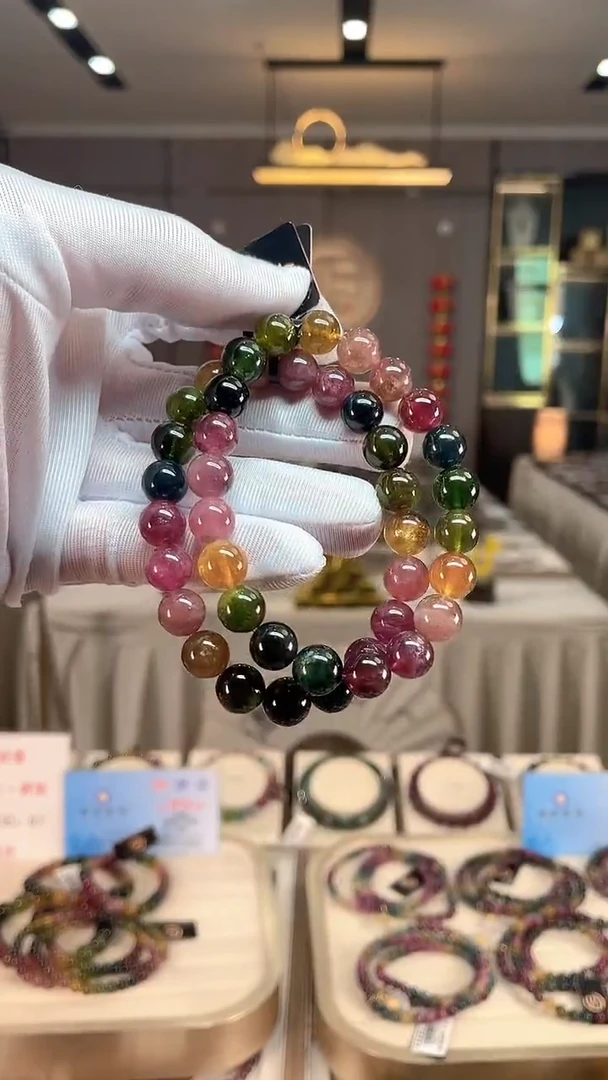 未镶嵌老矿碧玺彩虹单圈手串9mm+碧玺（多样性发一条） xion