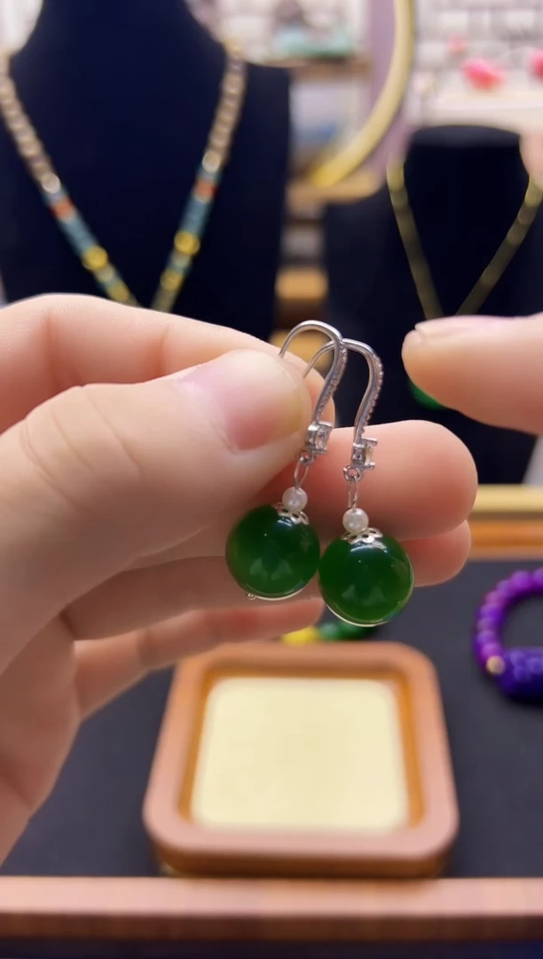 【闪购商品】碧玺猫眼耳饰银S925镶嵌E371