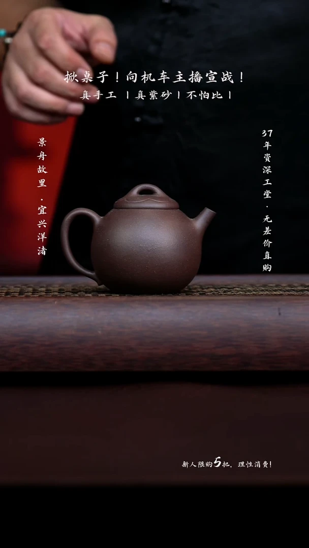 茶壶紫砂原矿手工天青菱花180CC