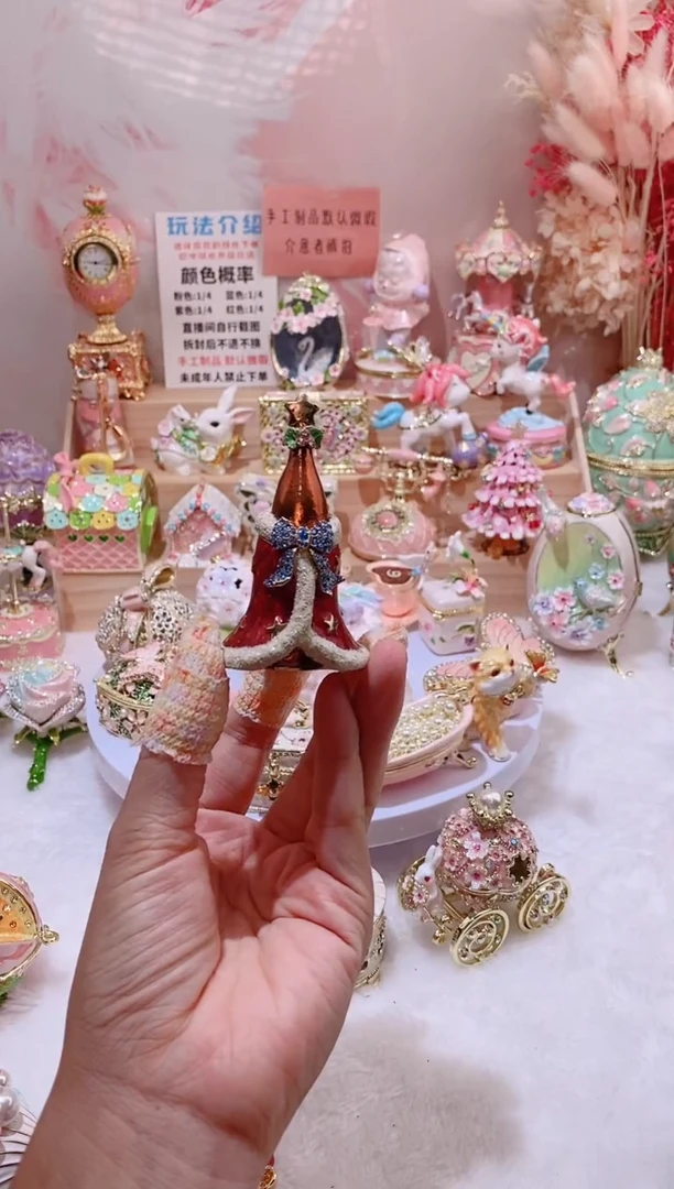 合金珐琅彩首饰盒摆件