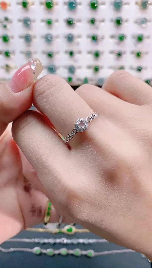 【闪购商品】翡翠戒指银S925镶嵌天然翡翠