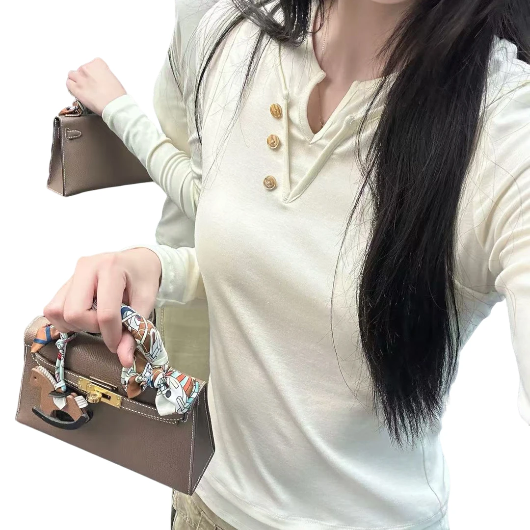 深圳出品小泉优选印花千金风女修身气质V领短袖长袖T恤时尚