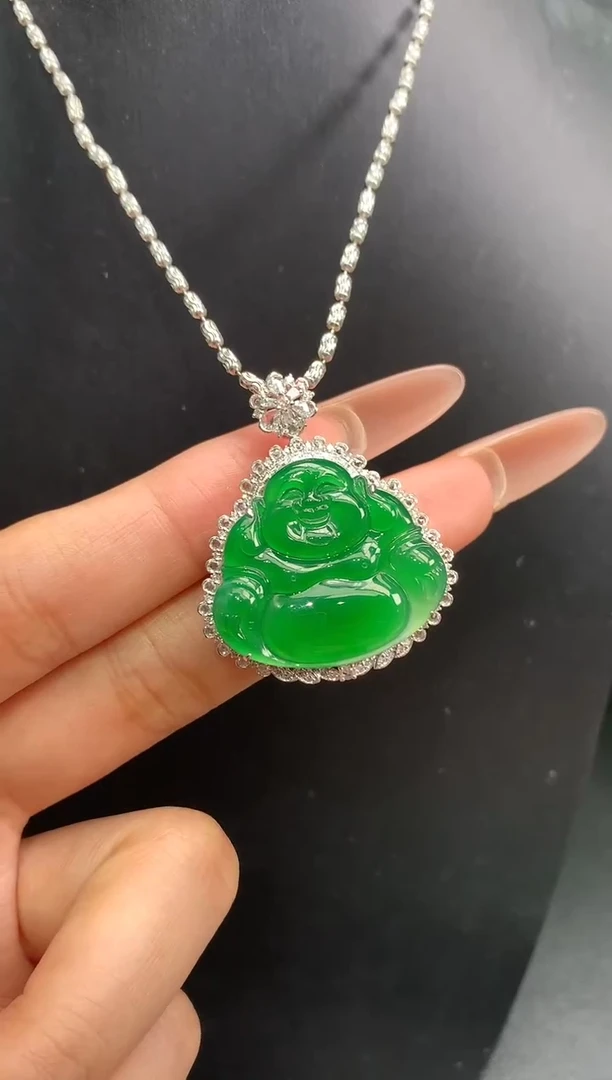 吊坠(不含链)18K金镶嵌翡翠佛公