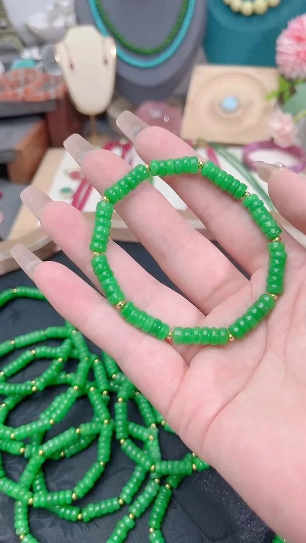 银S925镶嵌手串翡翠算盘99