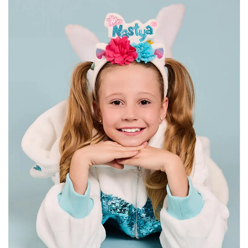 正版LikeNastya毛绒发箍女孩拍照头箍发饰小可爱娜斯佳节日礼物