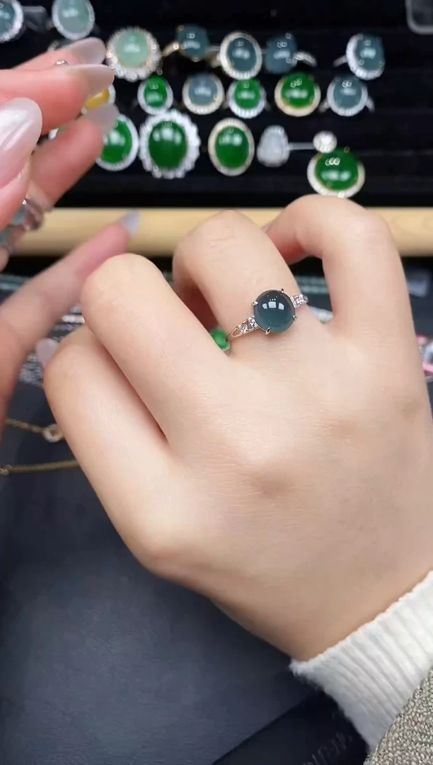 银S925镶嵌戒指翡翠27838