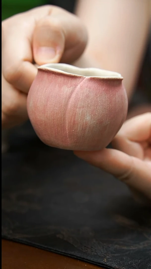 茶壶紫砂粉莲手把杯