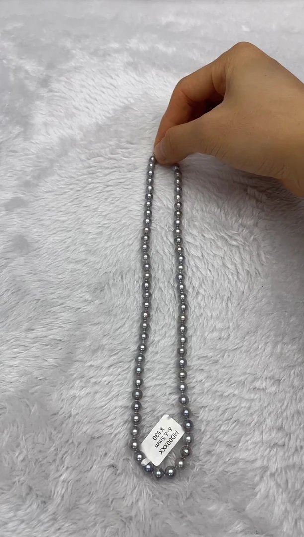项链银S925镶嵌海水珍珠AK真多麻6-6.5mm