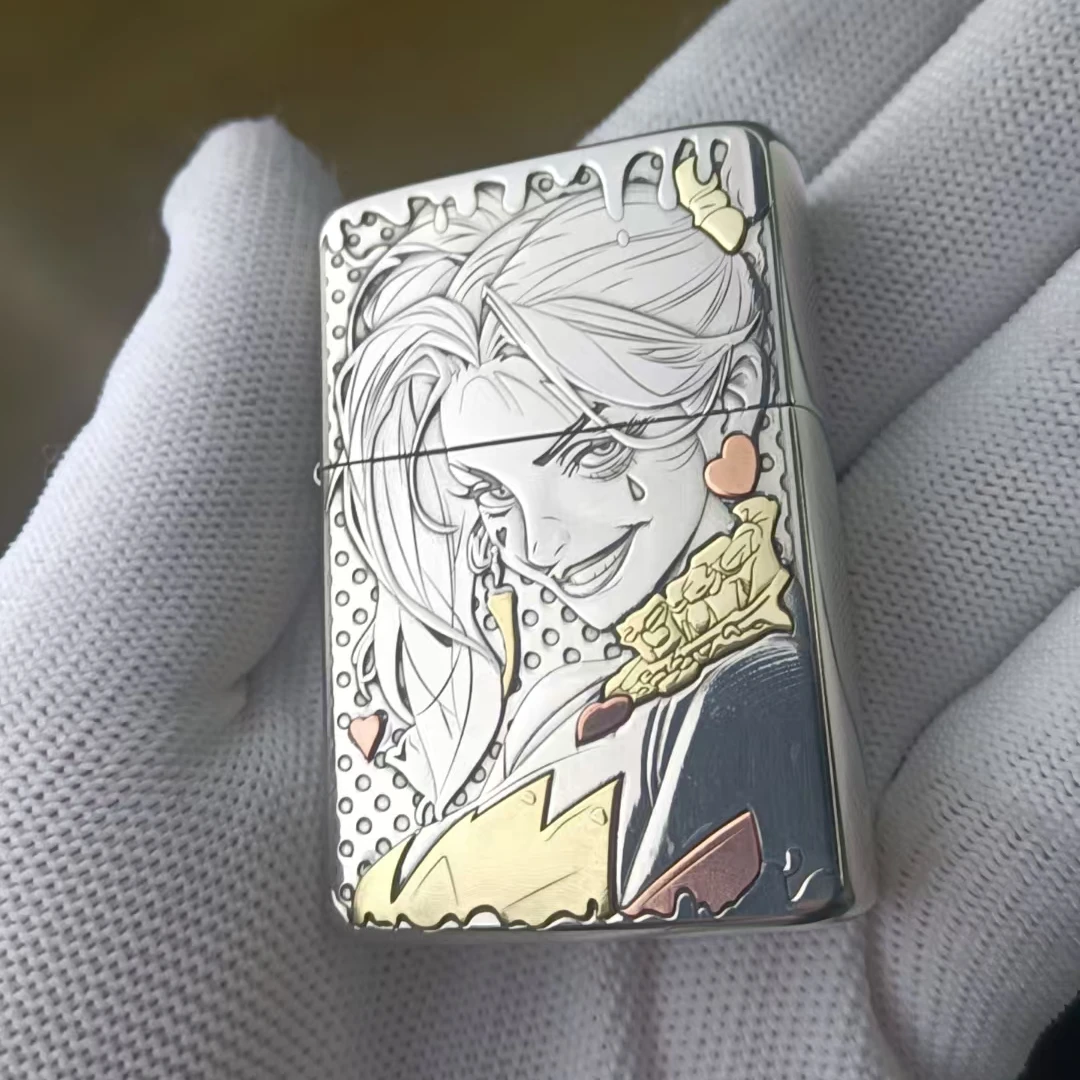 ZORRO佐罗防风煤油打火机男士905S白铜镶嵌小丑女创意礼物