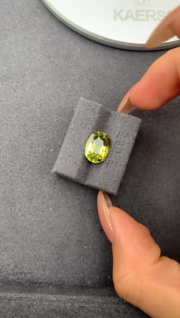 未镶嵌裸石碧玺3.5ct黄碧玺定制fc
