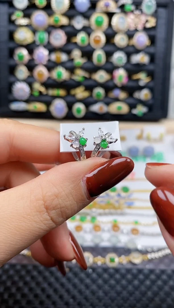 银S925镶嵌戒指翡翠386