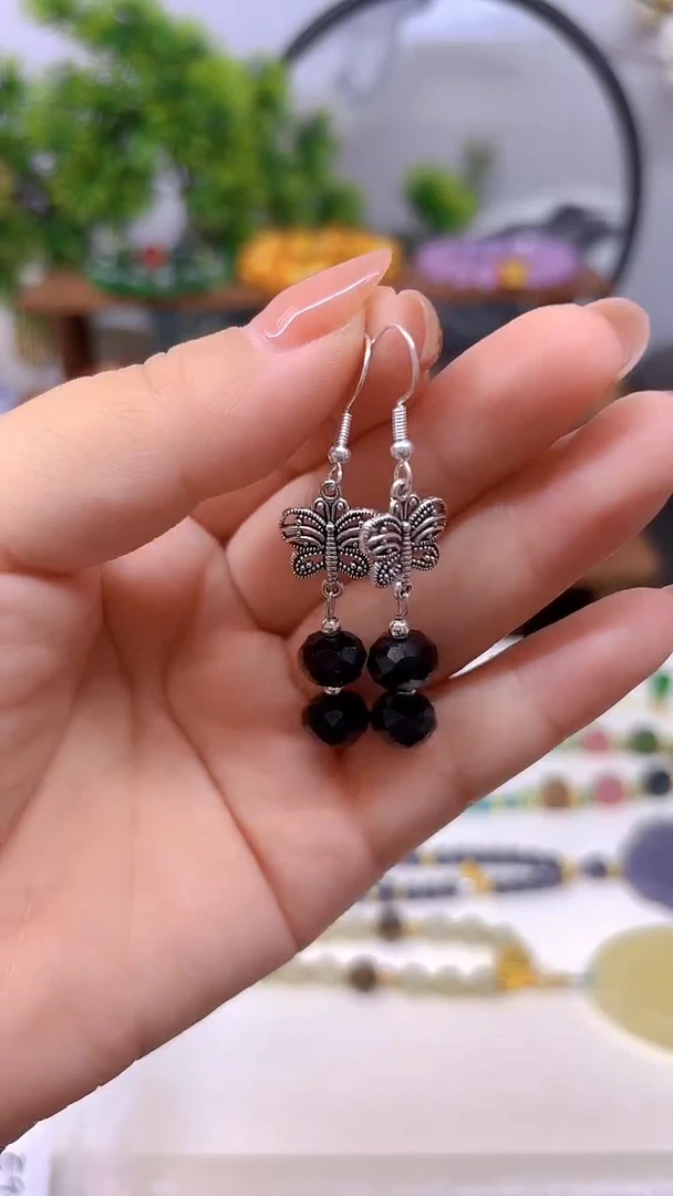 银S925镶嵌耳坠玛瑙/玉髓E933