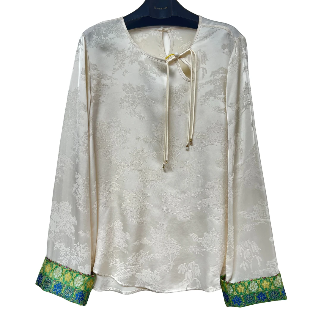 SUOER/娑尔香云纱刺绣长袖孤品衬衫080