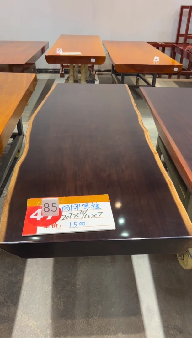 木（非红木类）刚果黑檀 207*75/63*7 一条凳两短凳 一官帽椅工字架