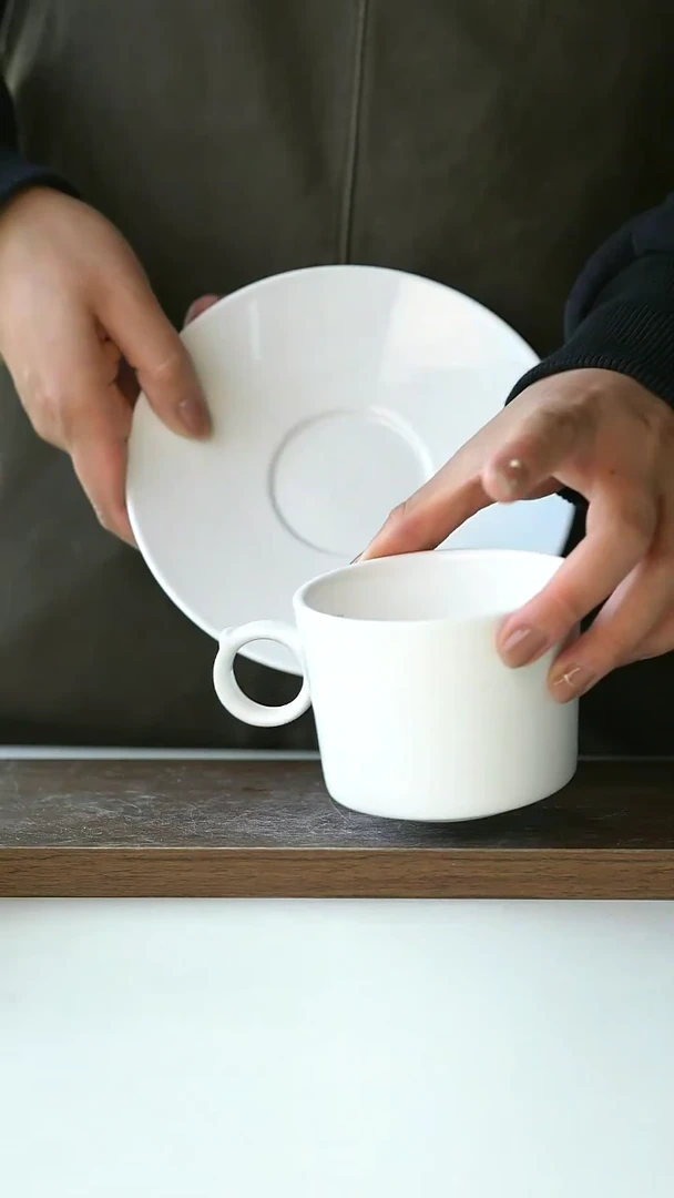 【闪购商品】陶瓷微瑕极极简白240ml咖啡杯碟@4-2@