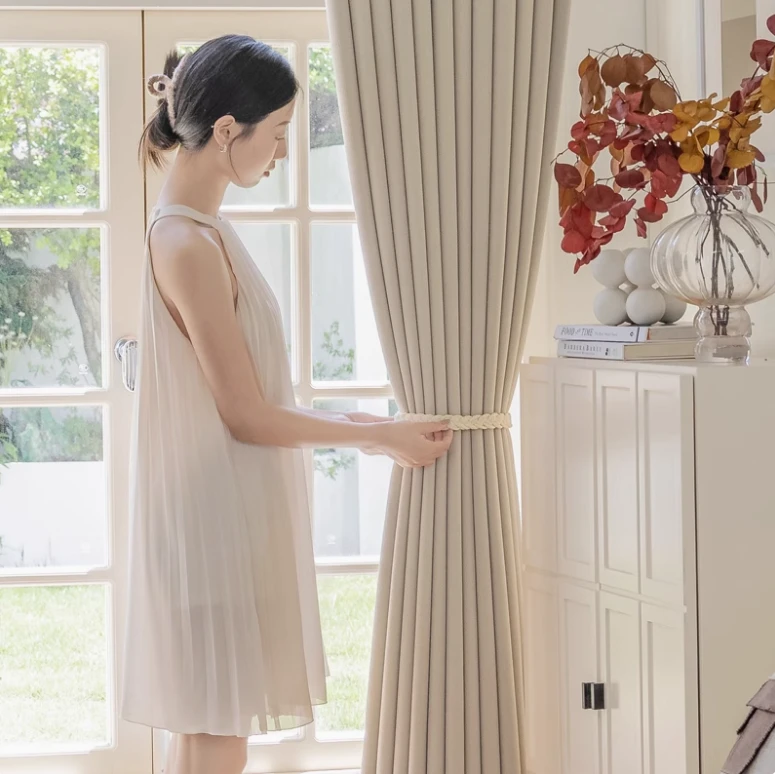 【大福睡美人】定制款雪尼尔全遮光窗帘奶油风法式柯桥源头工厂