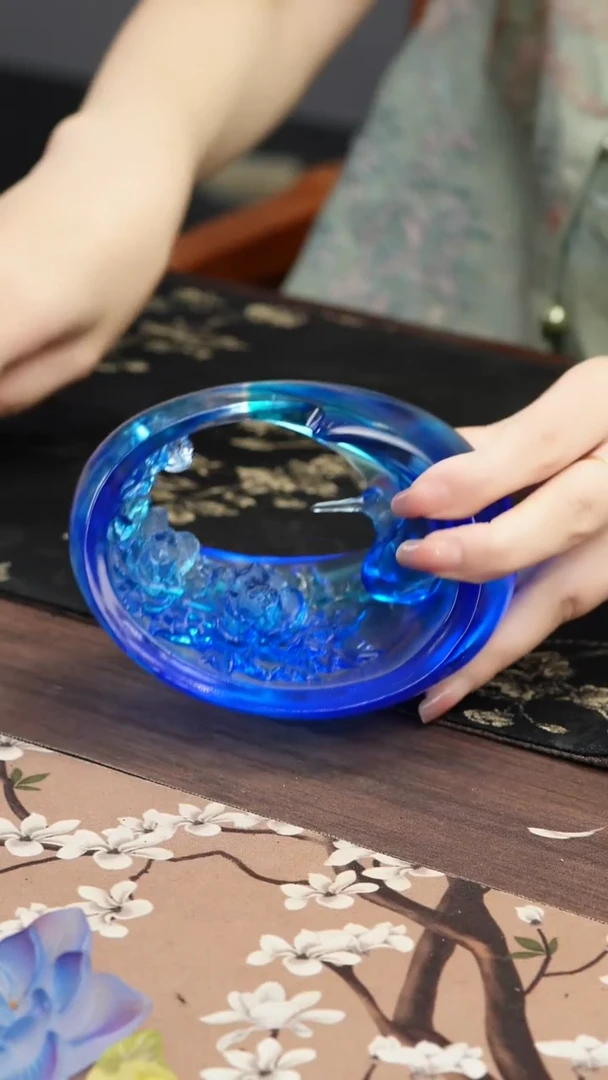 琉璃手工艺品牡丹仙鹤摆件茶宠