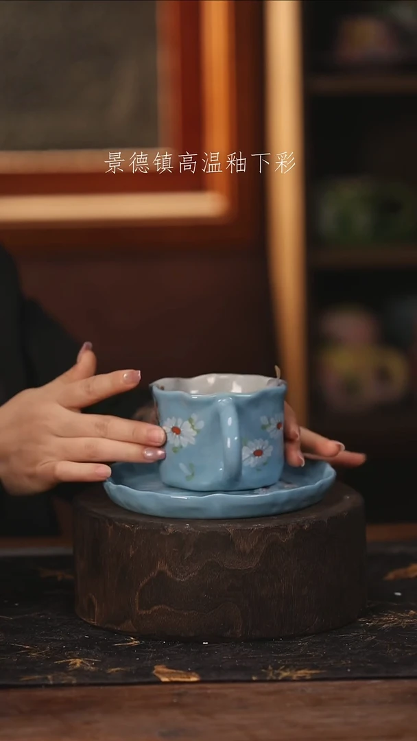 陶瓷景德镇高温釉下手绘陶瓷@L664@